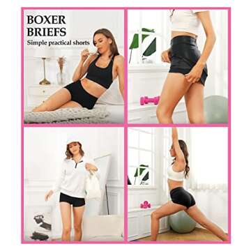 wirarpa Women's Boyshort Panties Stretchy Mid High Waisted Cotton Underwear Boxer Briefs for Women 4 Pack Multicolored Large