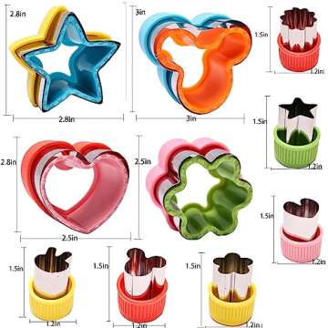 Sandwich Cutters and Sealers, Heart & Star & Flower & Mouse head Shapes Bread Sandwich Decruster Pancake Maker DIY Cookie Cutters for Kids Bento -PLUS 6 Mini Vegetable & Fruit Stamp