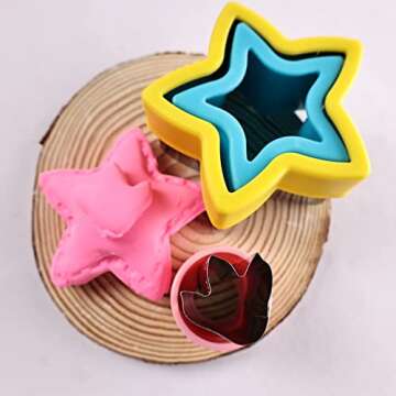 Sandwich Cutters and Sealers, Heart & Star & Flower & Mouse head Shapes Bread Sandwich Decruster Pancake Maker DIY Cookie Cutters for Kids Bento -PLUS 6 Mini Vegetable & Fruit Stamp
