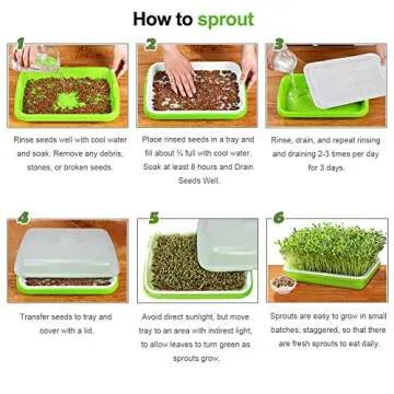 SUNPRO 2-Pack Seed Sprouter Tray BPA Free PP Soil-Free Big Capacity Healthy Wheatgrass Grower Sprouting Container Kit with Lid (2, Green)