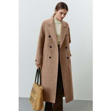 Peaceglad Winter Trench Coats for Women Trendy Long Pea Coat Double Breasted Button Lapel Belted Pea...