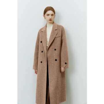 Peaceglad Women's Trendy Wool Peacoat in Elegant Camel