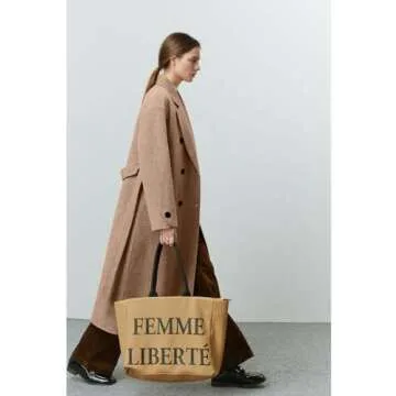 Peaceglad Women's Trendy Wool Peacoat in Elegant Camel