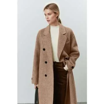 Peaceglad Women's Trendy Wool Peacoat in Elegant Camel