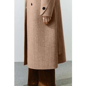 Peaceglad Women's Trendy Wool Peacoat in Elegant Camel
