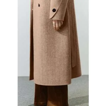 Peaceglad Women's Trendy Wool Peacoat in Elegant Camel