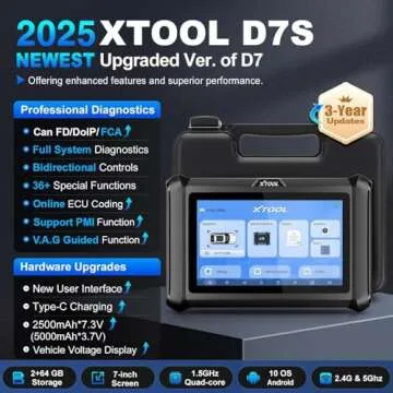 XTOOL D7S Bidirectional OBD2 Scanner: 2025 Car Diagnostic Tool V2.0 with FCA, 36+Resets, ECU Coding,...