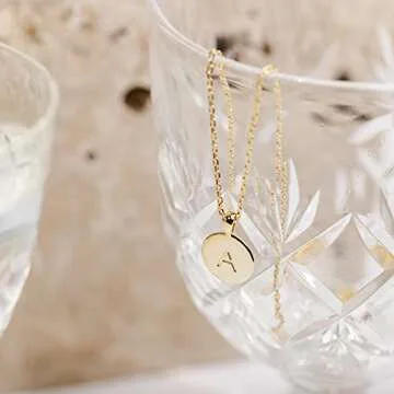 14K Yellow Gold Plated Initial Necklace for Women