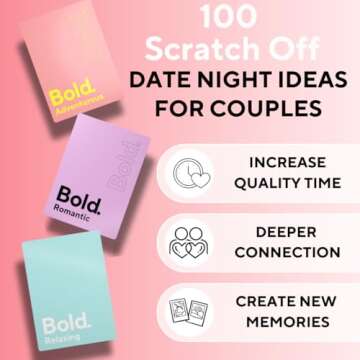 Bold. 100 Scratch Off Date Night Ideas Cards - Romantic Couple Gifts - Fun Date Ideas for Him/Her/Bo...