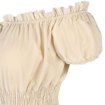 Renaissance Costume Women Medieval Chemise Dress Peasant Tops Irish Under Dress Beige-XL