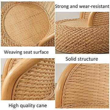 Kelendle Round Rattan Floor Chair with Ergonomic Backrest Floor Lazy Chair Tatami Floor Seat Floor Meditation Chair Floor Seat Futon for Home and Office Decoration (Light Brown)