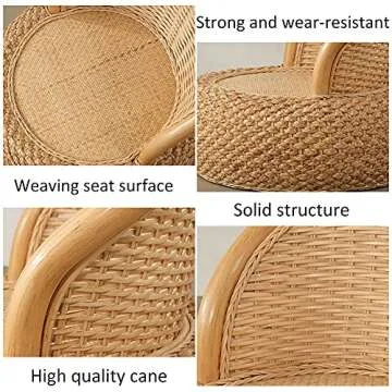 Kelendle Round Rattan Floor Chair with Ergonomic Backrest Floor Lazy Chair Tatami Floor Seat Floor Meditation Chair Floor Seat Futon for Home and Office Decoration (Light Brown)