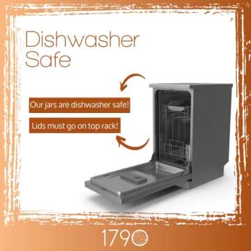 1790 Large Glass Jars with Lid - Wide Mouth 1 Gallon Glass Jar with Lid - Glass Gallon Jar for Kombucha & Sun Tea - Gallon Mason Jars are Large Glass Jars with Lids 1 Gallon for Food Storage - 2 Pack