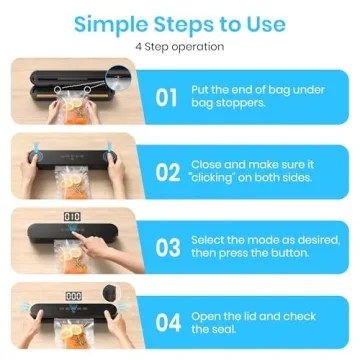 Compact Food Vacuum Sealer with Digital Timer and Bags