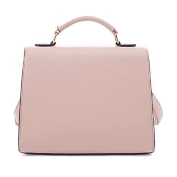 EVVE Women's Top Handle Satchel with Detachable Strap Small Pebbled Leather Crossbody Bag_NUDE