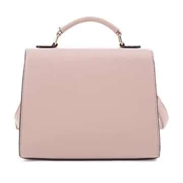 EVVE Women's Top Handle Satchel with Detachable Strap Small Pebbled Leather Crossbody Bag_NUDE