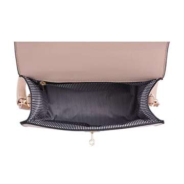 EVVE Women's Top Handle Satchel with Detachable Strap Small Pebbled Leather Crossbody Bag_NUDE