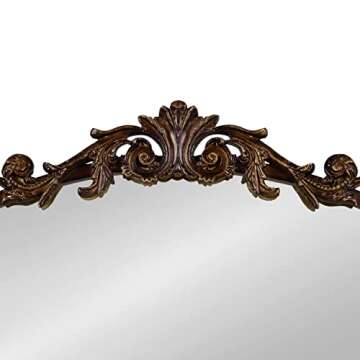 Kate and Laurel Arendahl Ornate Traditional Arched Mirror, 24 x 36, Bronze, Decorative Baroque Style Arched Wall Mirror with Ornamental Crown