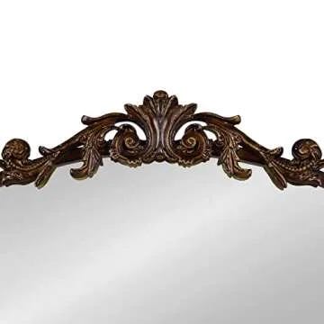 Kate and Laurel Arendahl Ornate Traditional Arched Mirror, 24 x 36, Bronze, Decorative Baroque Style Arched Wall Mirror with Ornamental Crown
