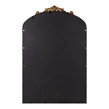 Kate and Laurel Arendahl Ornate Traditional Arched Mirror, 24 x 36, Bronze, Decorative Baroque Style Arched Wall Mirror with Ornamental Crown