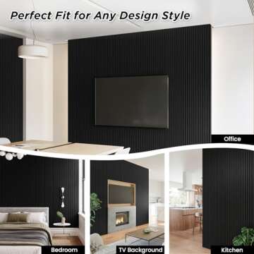 Smartstandard 4 Pack 106" x 12.6" Wood Slat Wall Panels, Soundproof Wooden Wall Panels, Acoustic Woo...