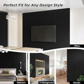 Smartstandard 4 Pack 106" x 12.6" Wood Slat Wall Panels, Soundproof Wooden Wall Panels, Acoustic Woo...