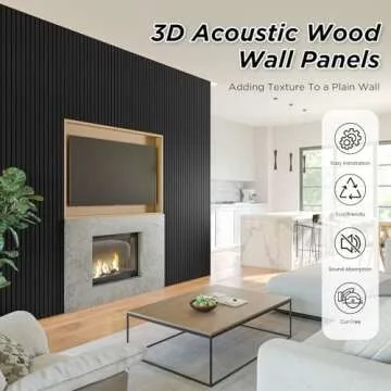 Smartstandard 4 Pack 106" x 12.6" Wood Slat Wall Panels, Soundproof Wooden Wall Panels, Acoustic Wood Panels for Wall, 3D Fluted Wood Panels for Interior Wall Decor, Black Oak
