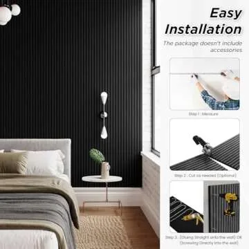 Smartstandard 4 Pack 106" x 12.6" Wood Slat Wall Panels, Soundproof Wooden Wall Panels, Acoustic Wood Panels for Wall, 3D Fluted Wood Panels for Interior Wall Decor, Black Oak