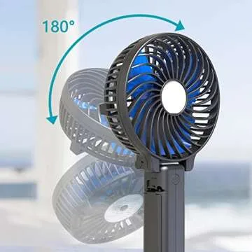Handheld Mini Fan, Small Personal Portable Hand Held Fan with Two 2200mAh Batteries, USB Rechargeable Fan, Battery Operated Fan 3 Speed 180° Foldable Travel Fan (Total Battery Capacity: 4400mAh)