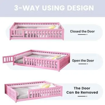 Montessori Floor Bed for Toddlers with Door & Slats