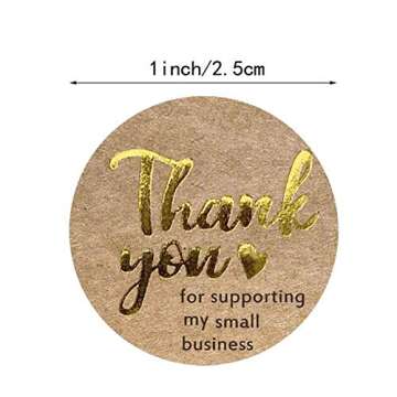1 inches Round Gold Foil Thank You for Supporting My Small Business Kraft Stickers / 1000 Labels