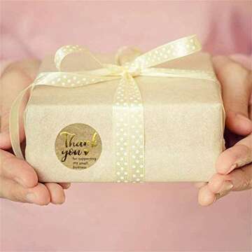 1 inches Round Gold Foil Thank You for Supporting My Small Business Kraft Stickers / 1000 Labels
