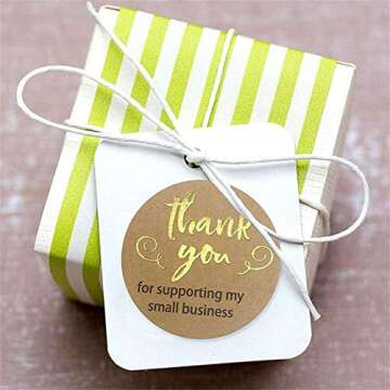 1 inches Round Gold Foil Thank You for Supporting My Small Business Kraft Stickers / 1000 Labels