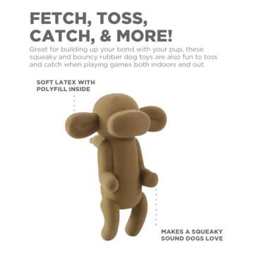 Outward Hound by Charming Pet Latex Rubber Balloon Animal Monkey Squeaky Dog Toy, Large