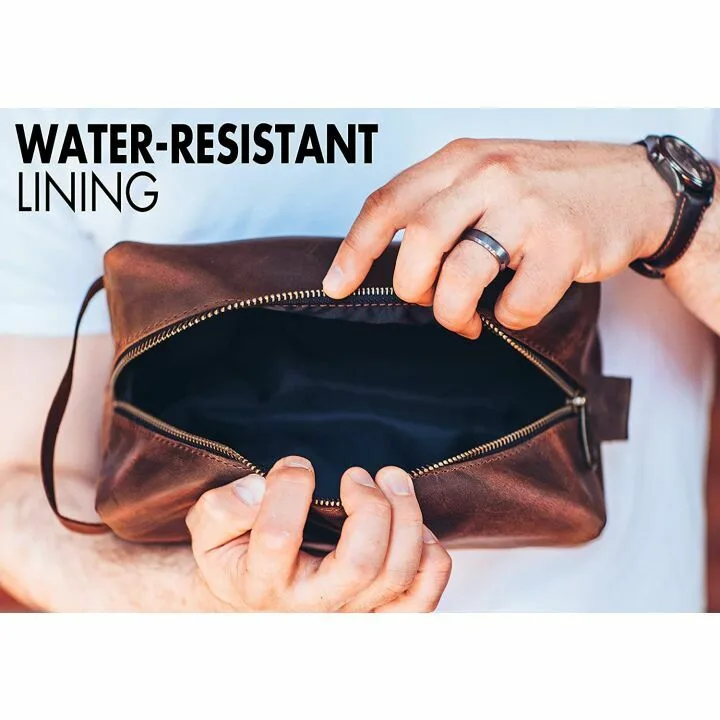 Personalized Leather Toiletry Bag Dopp Kit for Men