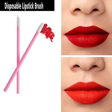 300PCS Disposable Makeup Applicators Brushes Tools Kit -100pcs Lip Applicators,100pcs Mascara Wands,100pcs Eyeliner Brushes (Rose Red)