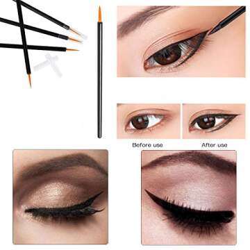 300PCS Disposable Makeup Applicators Brushes Tools Kit -100pcs Lip Applicators,100pcs Mascara Wands,100pcs Eyeliner Brushes (Rose Red)