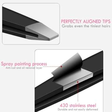 KINGMAS 5-Piece Eyebrow Tweezers Set for Precision Grooming