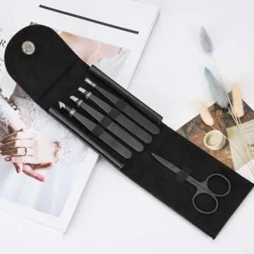 KINGMAS 5-Piece Eyebrow Tweezers Set for Precision Grooming