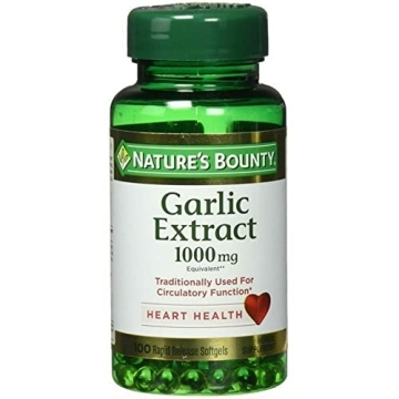 Nature's Bounty Garlic Extract 1000 mg Softgels for Cardiovascular Support,100 ea (Pack of 2)