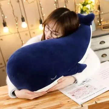 MUPI Whale Stuffed Animal Plush 4 Size Down Cotton Soft Whale Plushies Pillows Blue Whale Dolphin Doll Toys Cushion Whale Suffed Plush Pillows (Blue, 10 Inch)