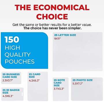 5MIL Thermal Laminating Pouches (150 Count) | Letter, Photo, Card, Notecard, ID Badge and Business C...