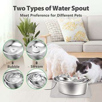 ORSDA Stainless Steel 3L Cat Water Fountain for Pets