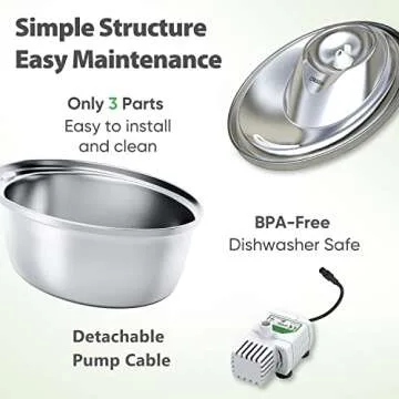 ORSDA Stainless Steel 3L Cat Water Fountain for Pets