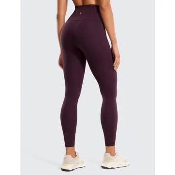 CRZ YOGA Womens Butterluxe Workout Leggings 25 Inches - High Waisted Gym Yoga Pants with Pockets Buttery Soft Deep Purple Medium