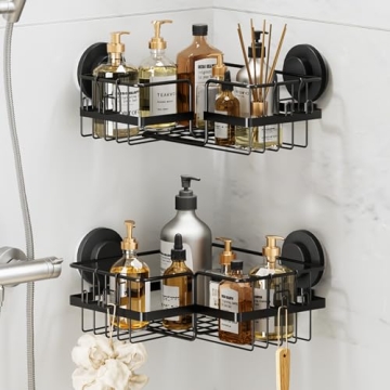 Stylish No-Drill LEVERLOC Corner Shower Caddy Organizer