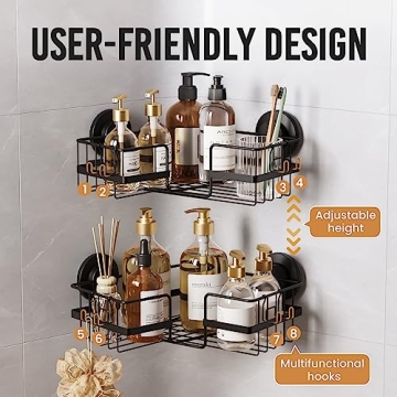 Stylish No-Drill LEVERLOC Corner Shower Caddy Organizer