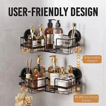 Stylish No-Drill LEVERLOC Corner Shower Caddy Organizer