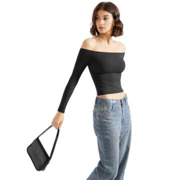 SUUKSESS Off The Shoulder Double Lined Long Sleeve Top