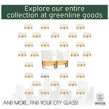 Greenline Goods - Chicago Map Etched Whiskey Glass Perfect for Bourbon, Scotch, Liquor, Cocktail - Crystal Whiskey Glasses Set of 2 - Best Tasting Experience with Vintage Rocks Glasses